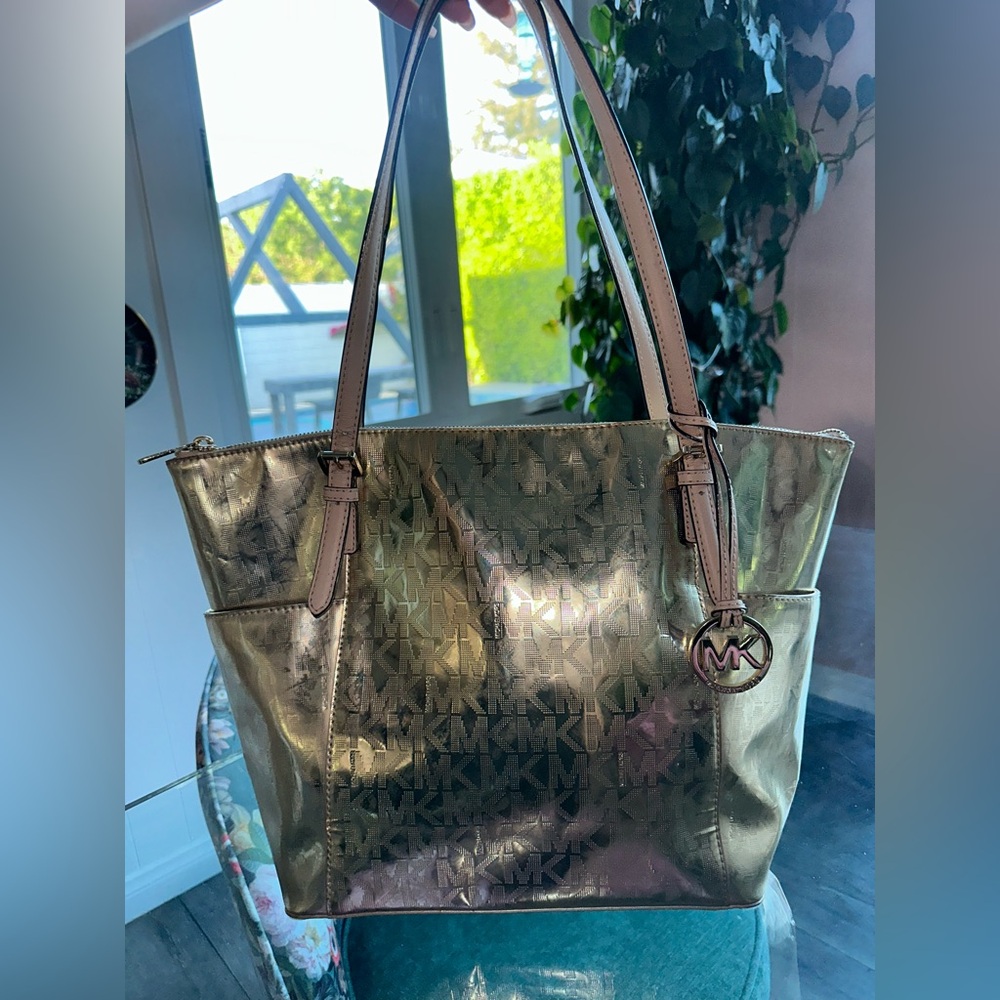 Michael Kors Gold Monogram Tote Bag